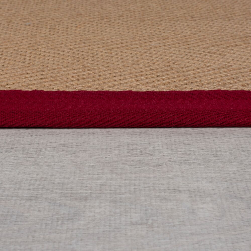 Teppich Jute mit Bordüre - Geometrisch-Design TRENT KIRA - Rot 120x170 cm_Rechteckig_