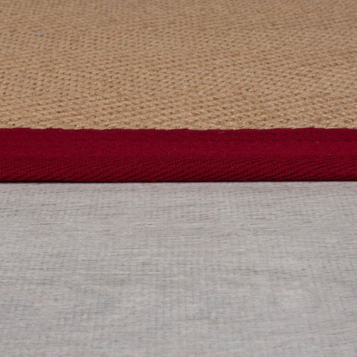 Teppich Jute mit Bordüre - Geometrisch-Design TRENT KIRA - Rot 120x170 cm_Rechteckig_