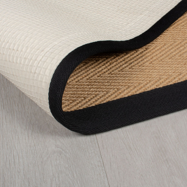 Teppich Jute mit Bordüre - Geometrisch-Design TRENT KIRA - Braun-Schwarz 60x230 cm_Läufer_