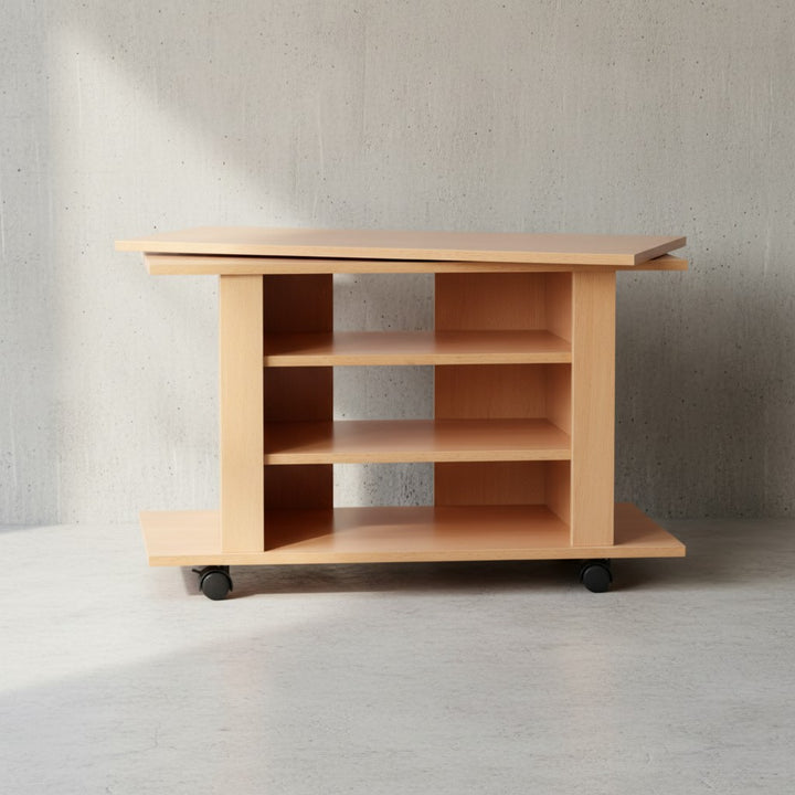 TV HiFi Bank in Buchenholz_ modernes Design_ drehbar und rollbar_ mit 3 Ebenen_ perfekt für Wohnbereiche - KADIMA DESIGN_Größe_ 75x38x51 cm_