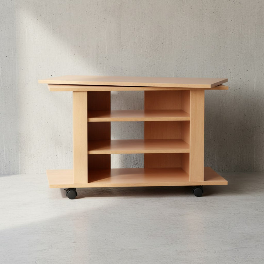 TV HiFi Bank in Buchenholz_ modernes Design_ drehbar und rollbar_ mit 3 Ebenen_ perfekt für Wohnbereiche - KADIMA DESIGN_Größe_ 75x38x51 cm_