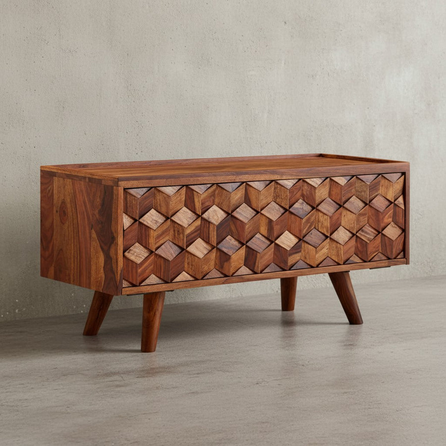 TV-Kommode &quot;Oasis&quot;_ Sheesham-Massivholz_ bis 50-Zoll_ Kabeldurchlass_ Langlebig - KADIMA DESIGN_Größe_ 92x35x44 cm_