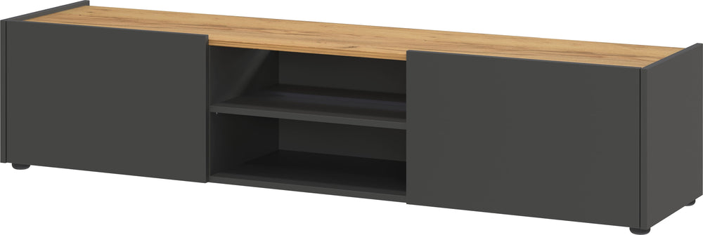 TV-Lowboard mit Kabelmanagement_ Griffloses Design_ AVIS von Kadima Design_Farbe_ Grau-Beige_ Größe_ 164x40x35 cm_