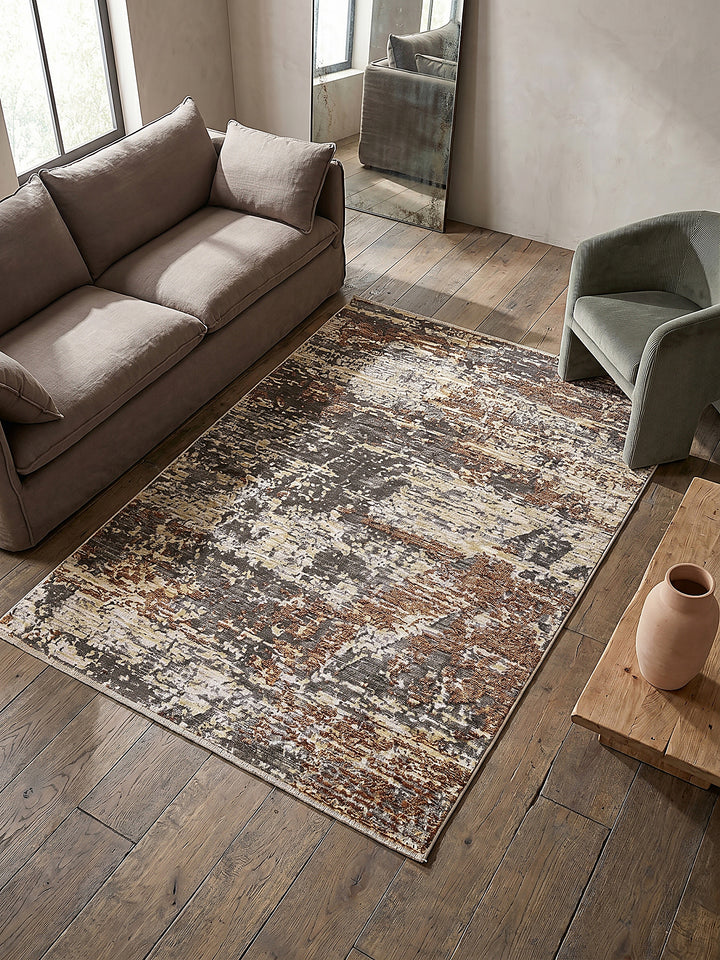Teppich Erdtöne rechteckig Musteransicht von oben Designkollektion_