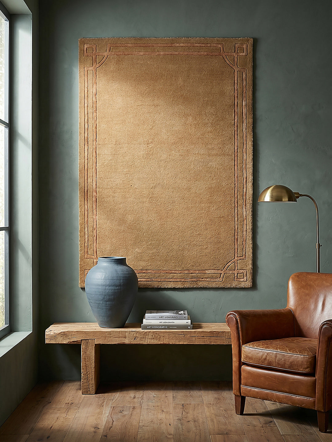 Teppich Ocker rechteckig als Wandteppich Wanddekoration Textilkunst Interior Design_