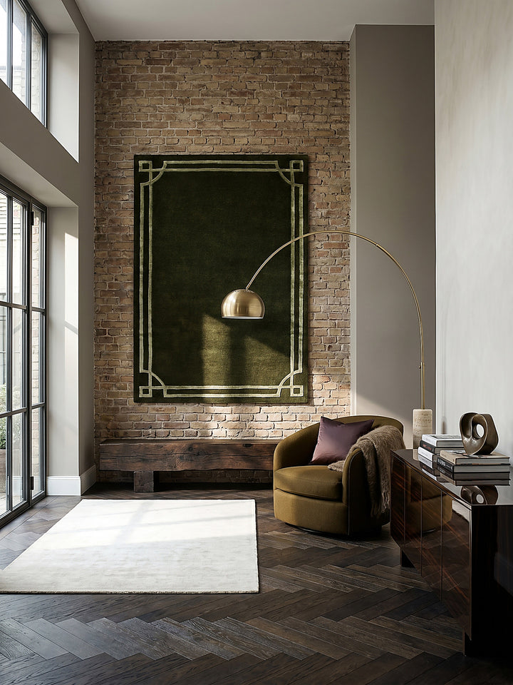 Teppich Grün rechteckig als Wandteppich Wanddekoration Textilkunst Interior Design_