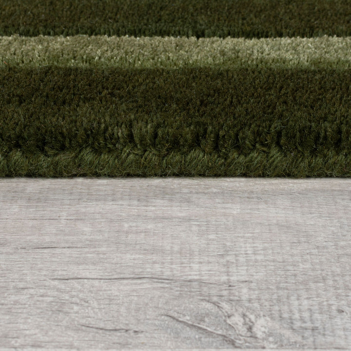 Teppich Art-Déco-Design  - Hochwertiger Halbflach Teppich aus Wolle-Viskose-Mischung mit edler Bordüre_Rechteckig_