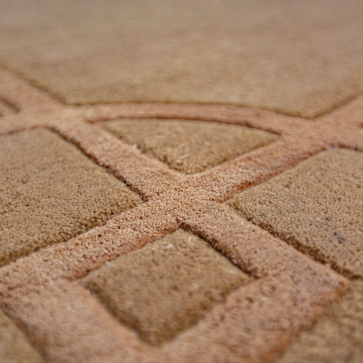 Teppich Kurzflor im Art-Déco-Stil - Klassische Bordüre - Wohnzimmer_Ocker_Rechteckig_