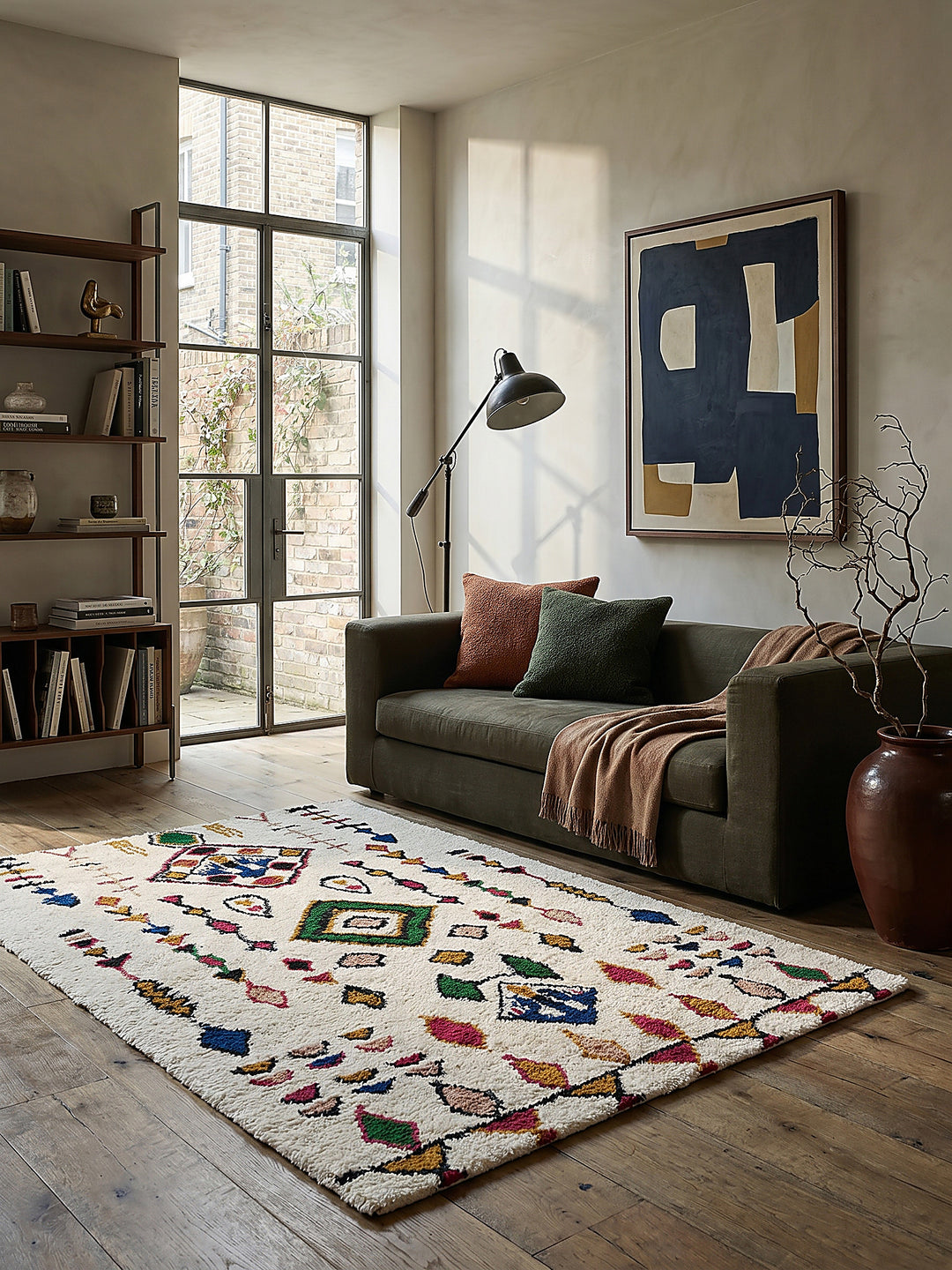 Teppich Multicolor rechteckig im modernen Wohnzimmer Einrichtungsidee_