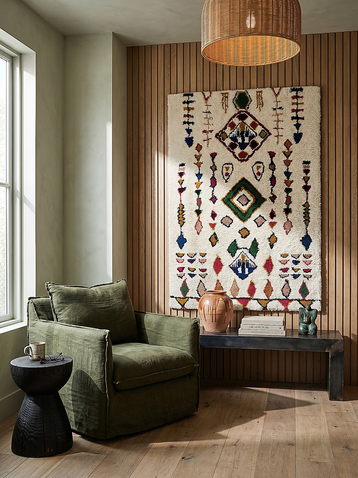 Teppich Multicolor rechteckig als Wandteppich Wanddekoration Textilkunst Interior Design_