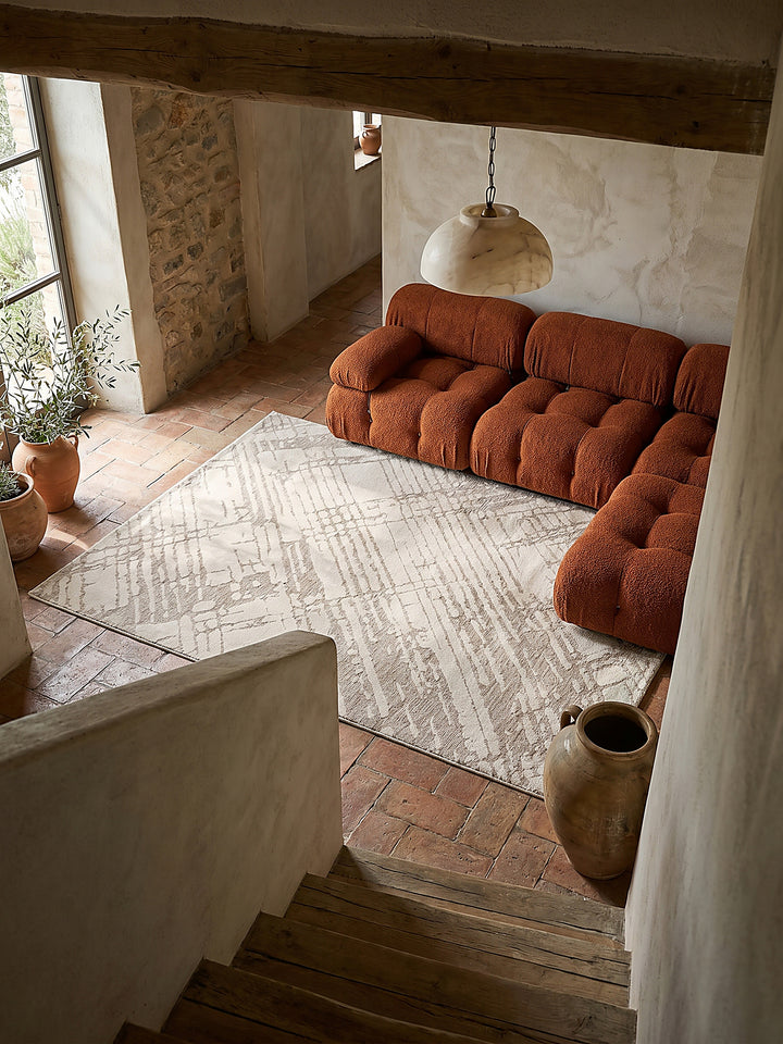 Teppich Creme rechteckig Musteransicht von oben Designkollektion_