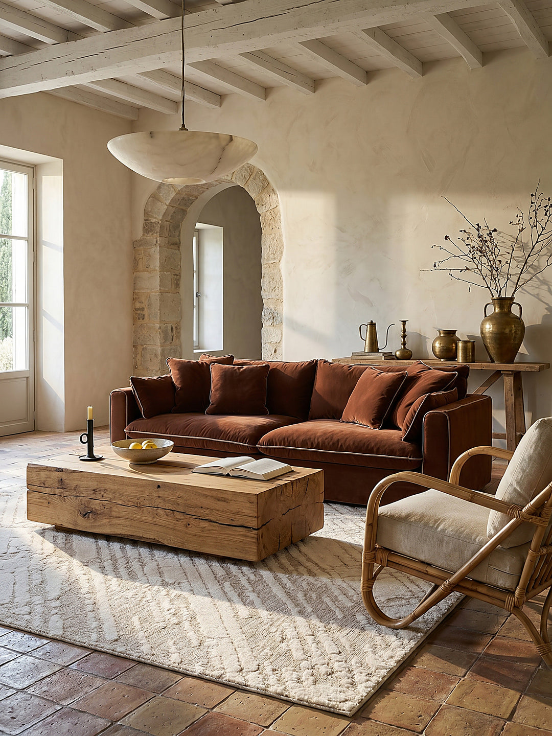 Teppich Creme rechteckig im modernen Wohnzimmer Einrichtungsidee_