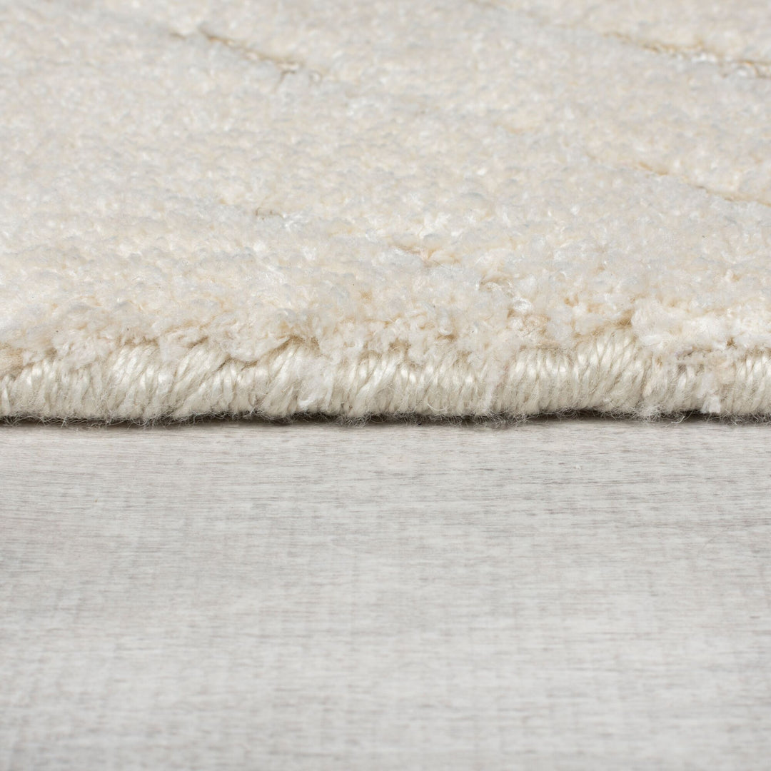 Teppich Creme Woll-Look Abstrakt Kurzflor strapazierfähig rechteckig_Läufer_