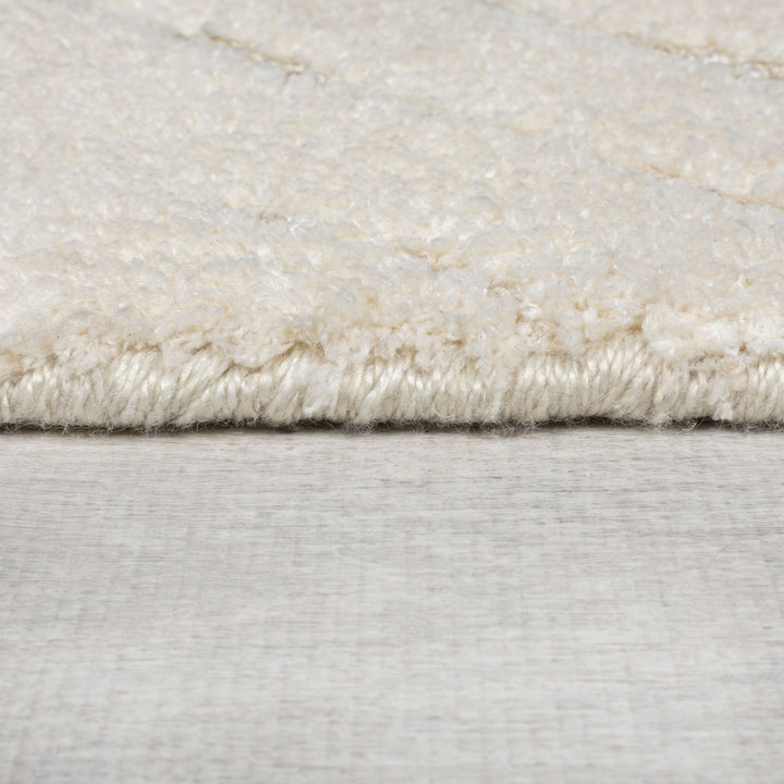 Teppich Creme Woll-Look Abstrakt Kurzflor strapazierfähig rechteckig_Läufer_