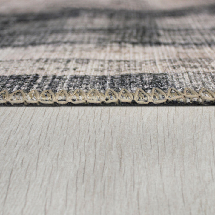 Teppich Flachflor Maschinenwaschbar Abstrakt Grau Polyester_Läufer_
