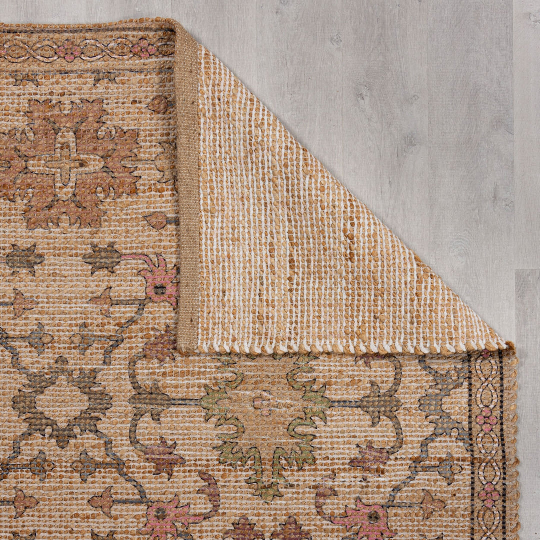 Flachgewebe Teppich mit floralem Oriental-Muster - Strapazierfähige Jute-Chenille-Mischung_Läufer_