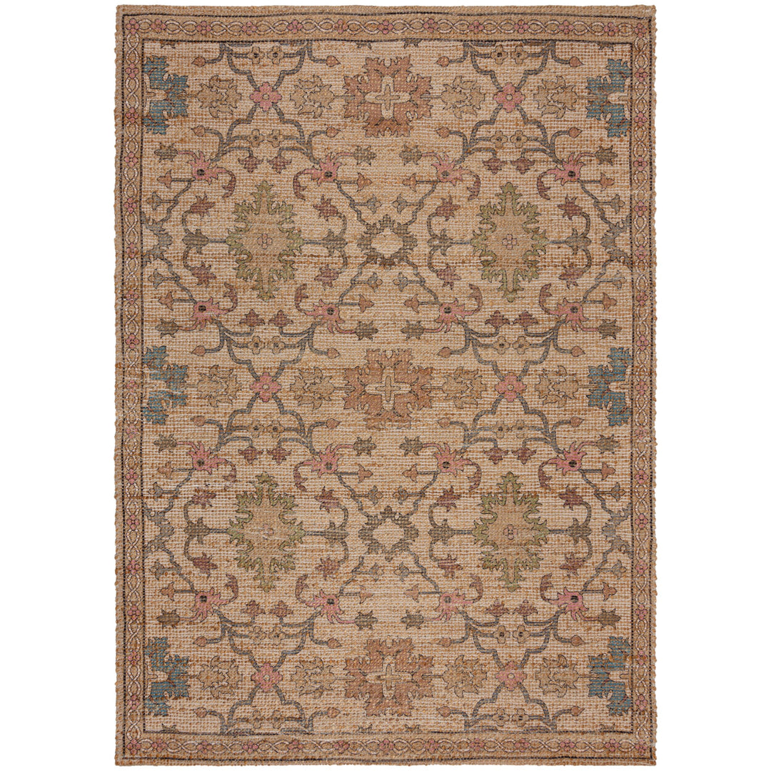 Flachgewebe Teppich mit floralem Oriental-Muster - Strapazierfähige Jute-Chenille-Mischung_Rechteckig_