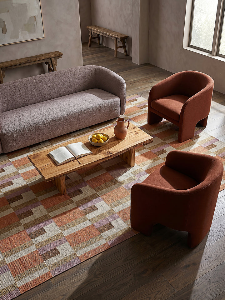 Teppich Orange-Natur rechteckig Musteransicht von oben Designkollektion_