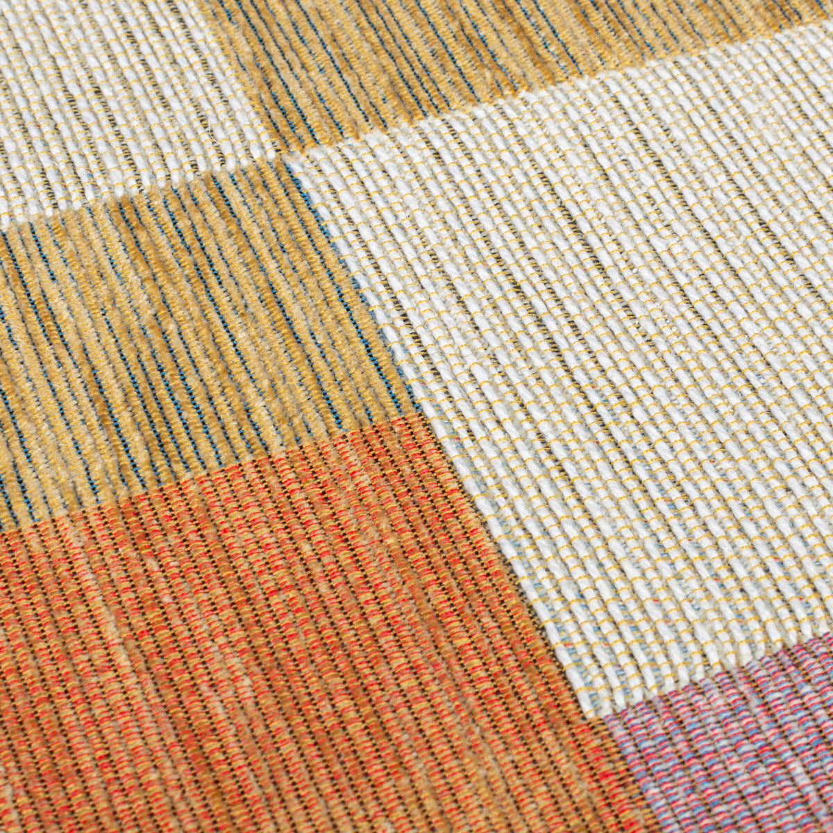 Teppich Kurzflor Kachel Muster - Geometrisch - Wohnzimmer_Orange-Natur_Läufer_
