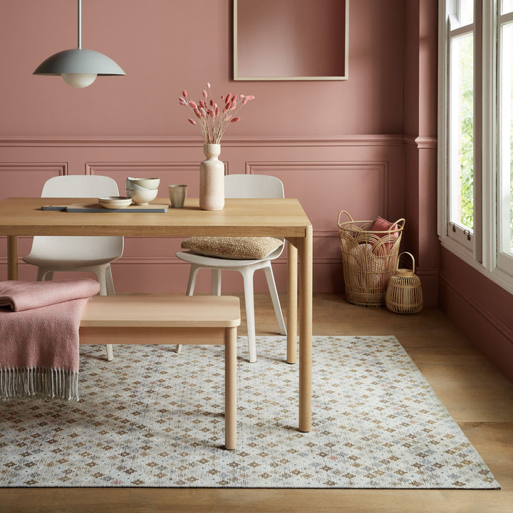 Teppich Kurzflor Kreuz Muster - Wohnzimmer_Multicolor-Erdtöne_Rechteckig_