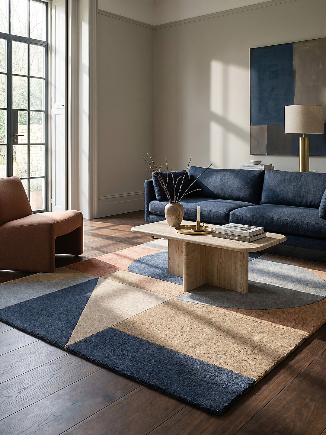 Teppich Multicolor-Pastell rechteckig im modernen Wohnzimmer Einrichtungsidee_