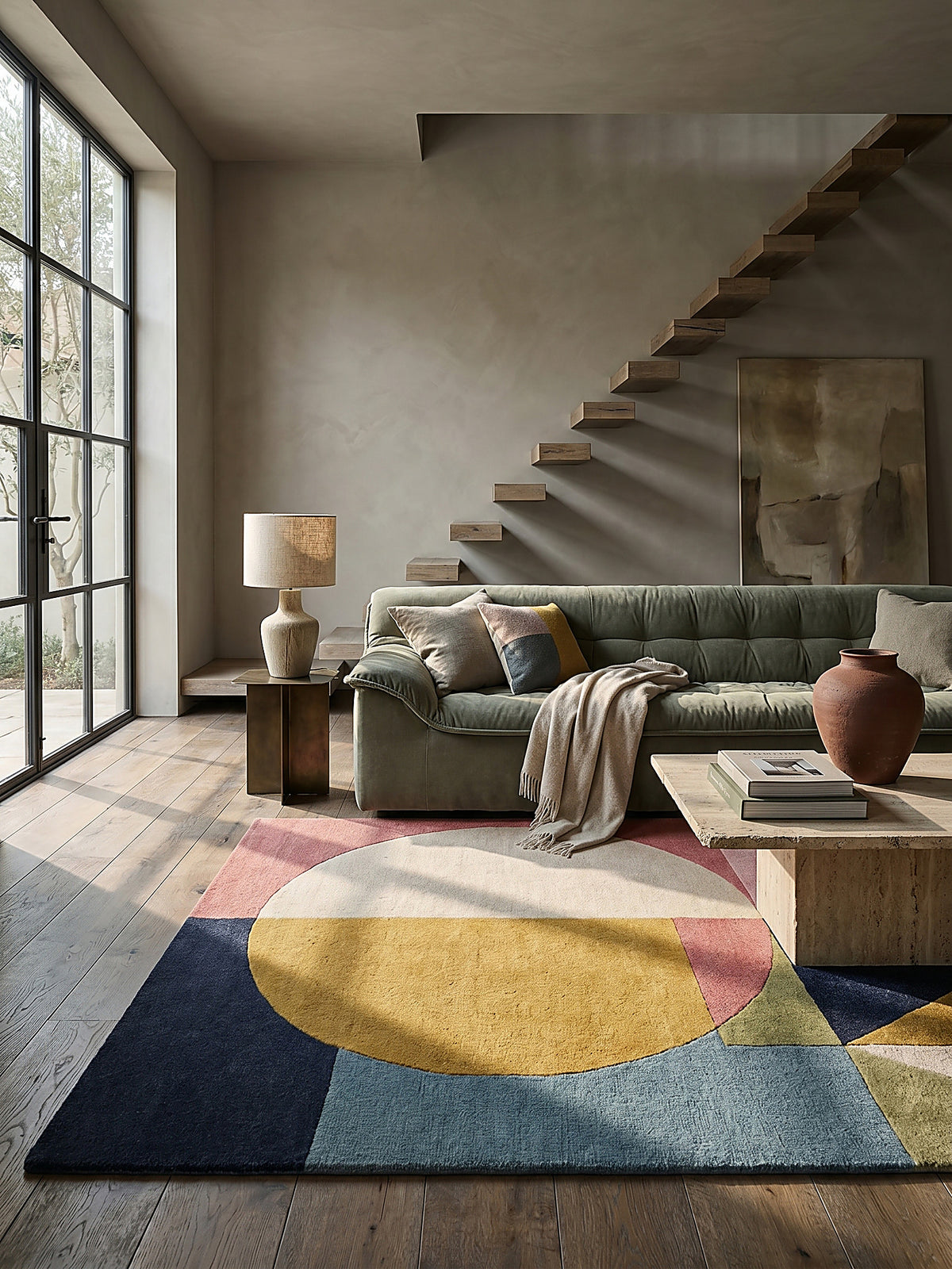 Teppich Multicolor-Strahlend rechteckig im modernen Wohnzimmer Einrichtungsidee_