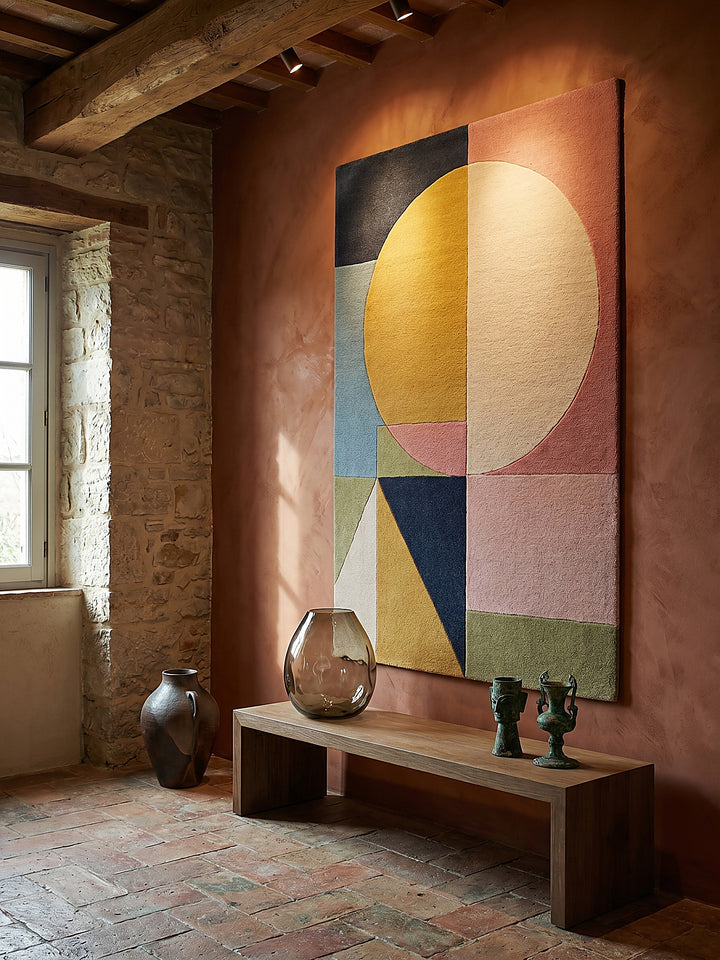 Teppich Multicolor-Strahlend rechteckig als Wandteppich Wanddekoration Textilkunst Interior Design_