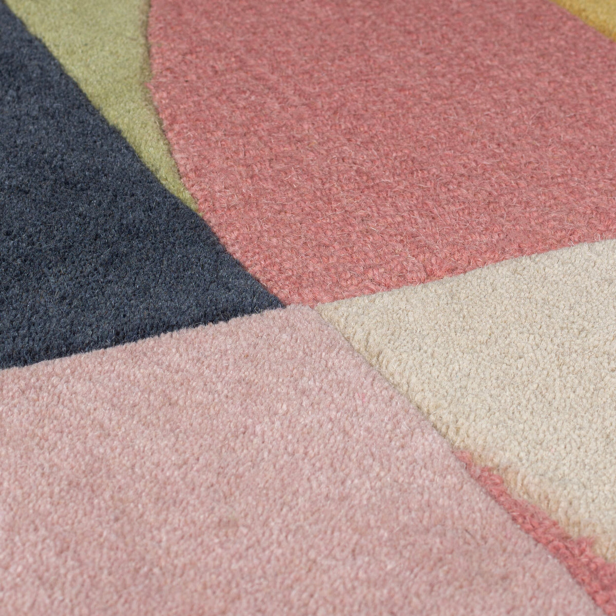 Teppich Wolle Geometrisch Strapazierfähig Multicolor-Strahlend Rechteckig
