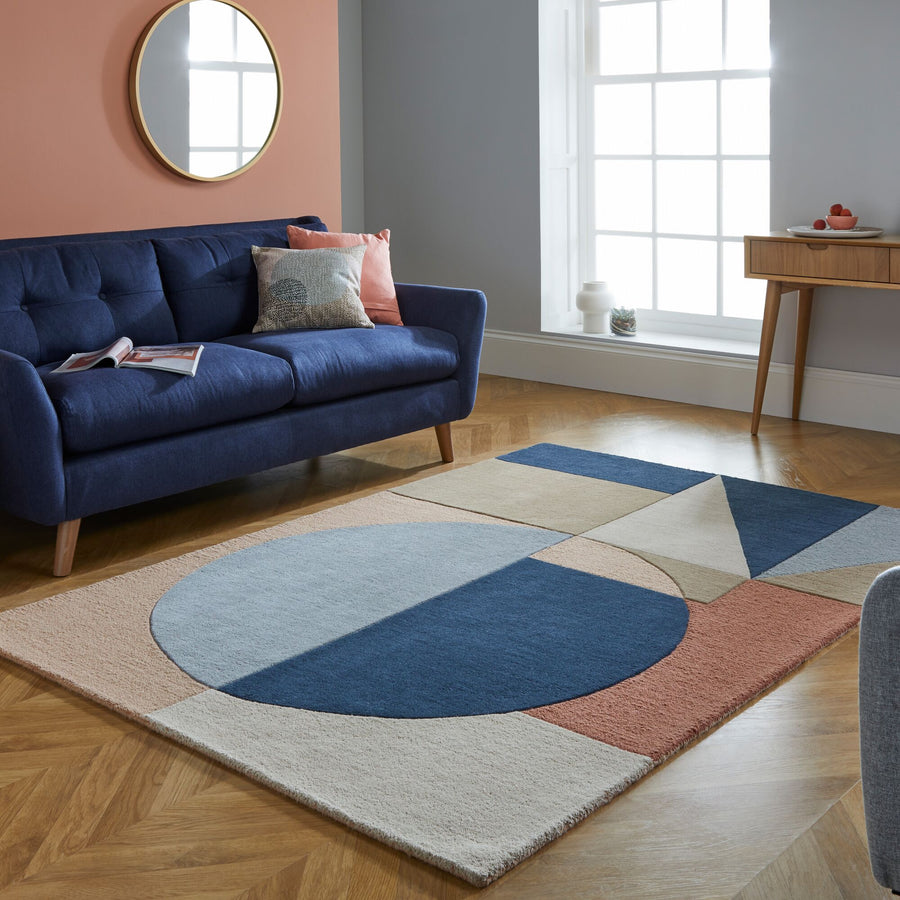 Teppich Wolle Geometrisch Strapazierfähig_Multicolor-Pastell_Rechteckig_