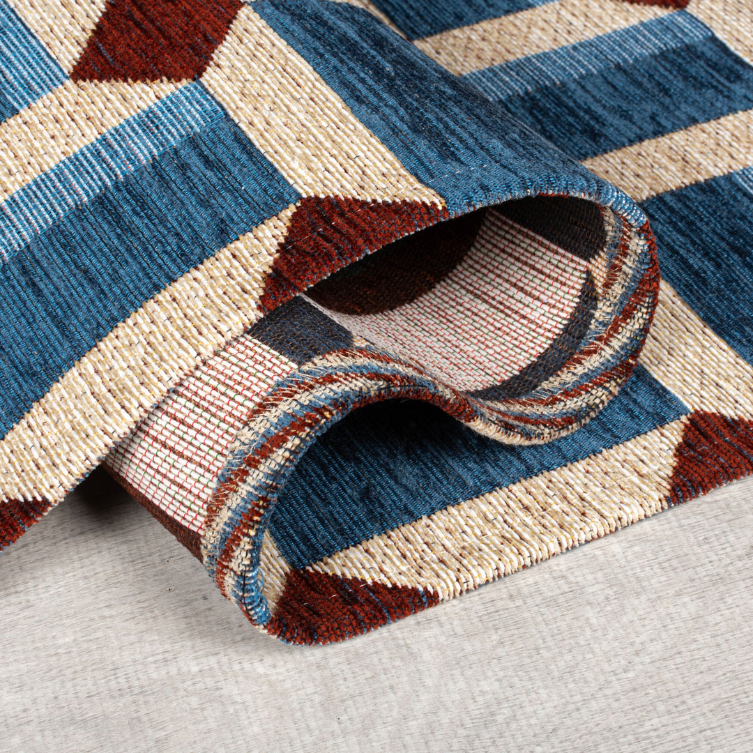 Teppich Kurzflor Würfel Muster - Geometrisch - Wohnzimmer_Läufer_