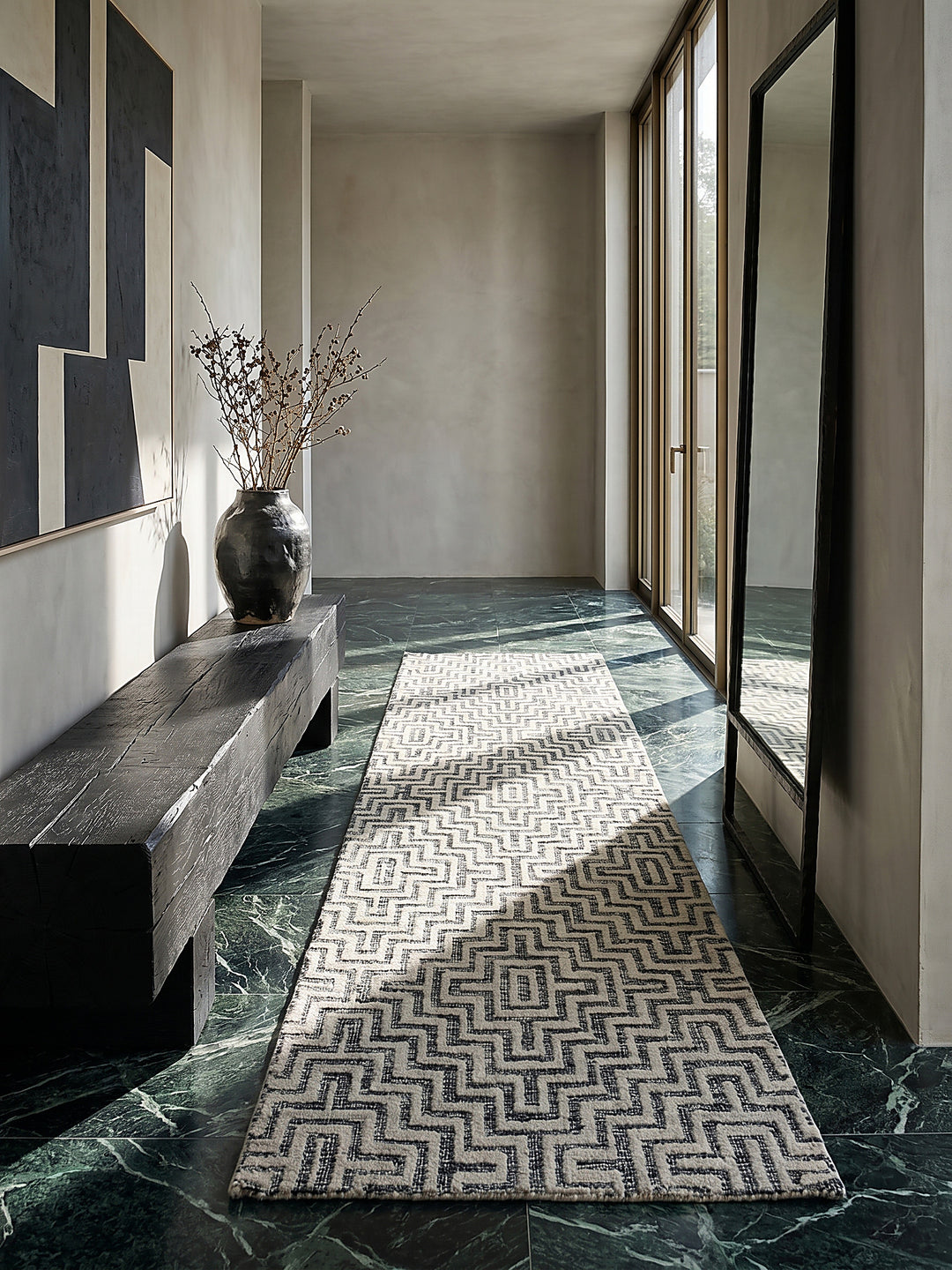 Teppich Grau Läufer Musteransicht von oben Designkollektion_