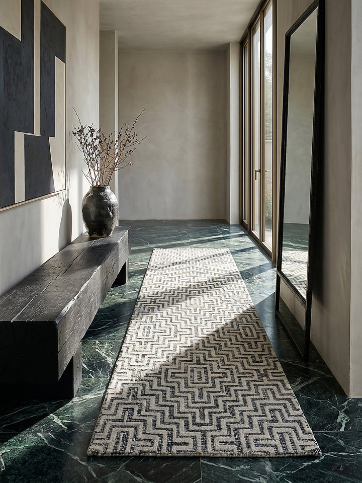 Teppich Grau Läufer Musteransicht von oben Designkollektion_