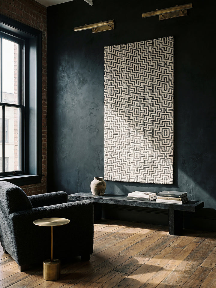 Teppich Grau Läufer als Wandteppich Wanddekoration Textilkunst Interior Design_