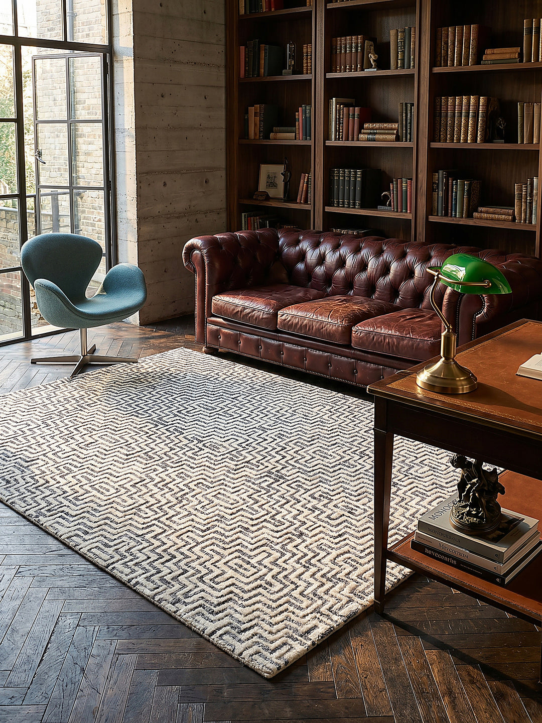 Teppich Grau rechteckig im Wohnzimmer mit Couchtisch und Wohnaccessoires Wohnidee skandinavisch modern_