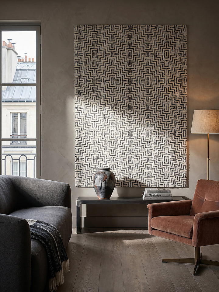 Teppich Grau rechteckig als Wandteppich Wanddekoration Textilkunst Interior Design_