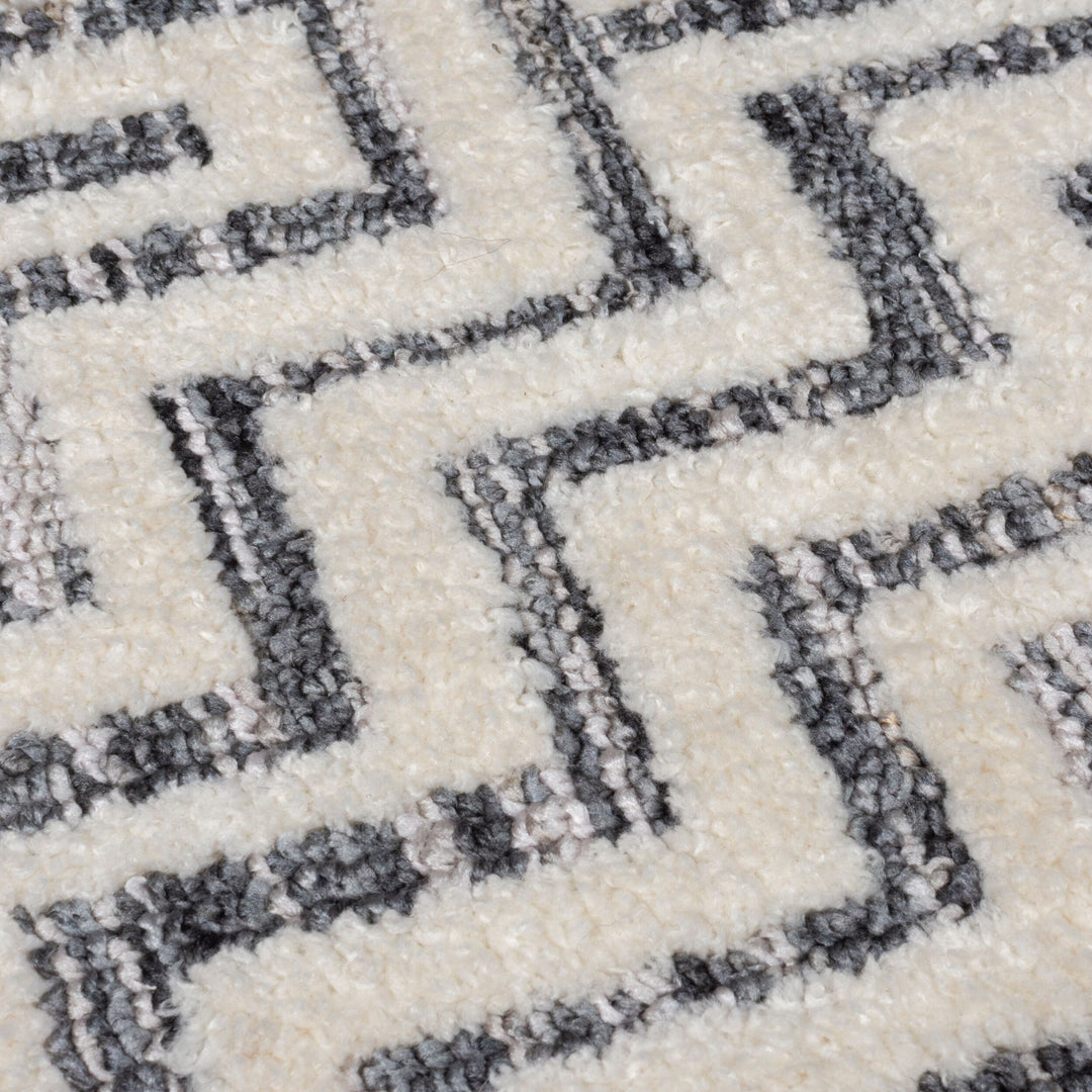 Teppich Kurzflor Zickzack Muster - Geometrisch - Wohnzimmer_Grau_Läufer_