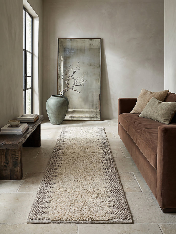 Teppich Beige Läufer Musteransicht von oben Designkollektion_