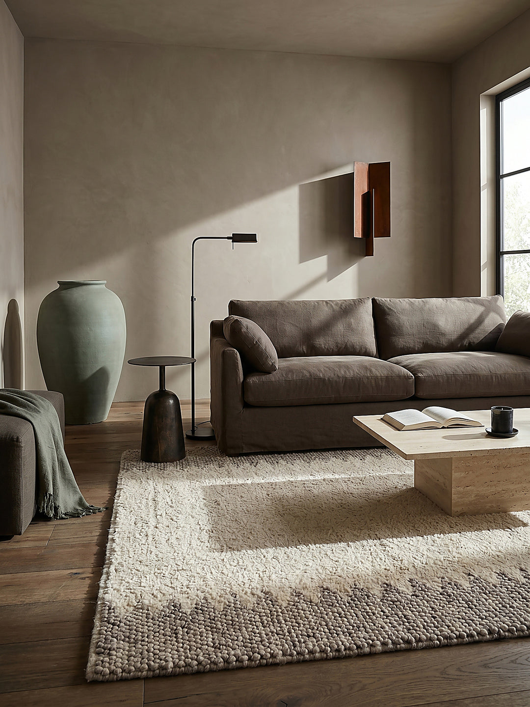 Teppich Beige rechteckig im modernen Wohnzimmer Einrichtungsidee_