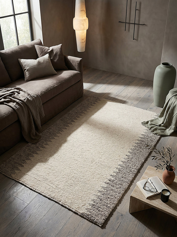 Teppich Beige rechteckig Musteransicht von oben Designkollektion_