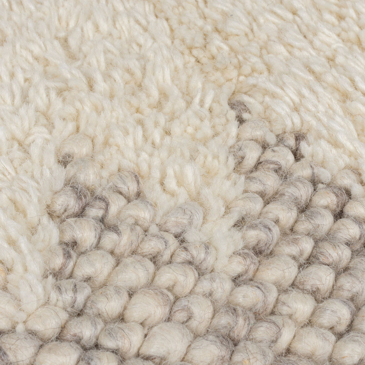 Wollteppich mit Noppeneffekt und geometrischem Bordürendesign Beige Läufer