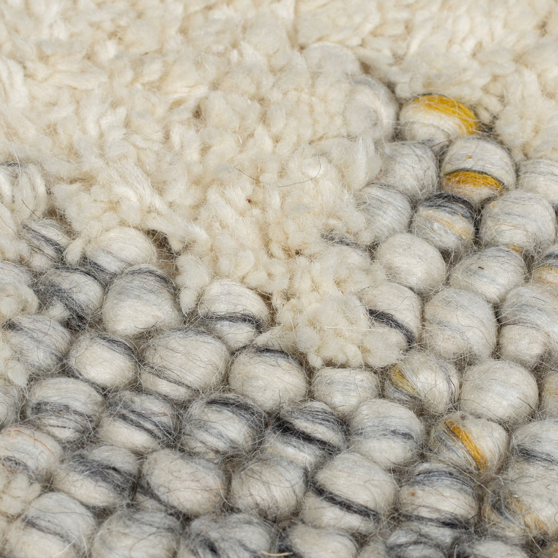 Wollteppich mit Noppeneffekt und geometrischem Bordürendesign Beige-Grau Läufer