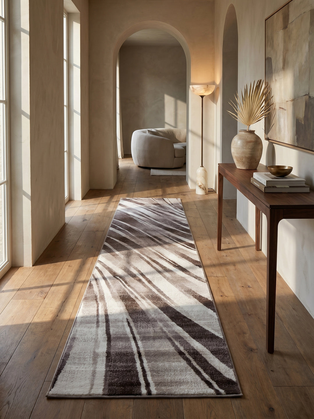 Teppich Brown Läufer im Wohnzimmer Einrichtungsidee_
