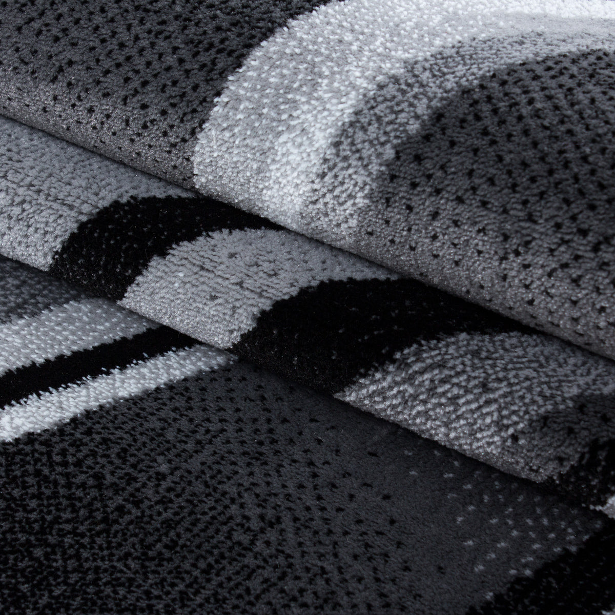 Kurzflor-Teppich Schwunglinien – Waschbar | Dynamisches Wellendesign | Heatset-Veredelung für Wolloptik – Ansicht 6