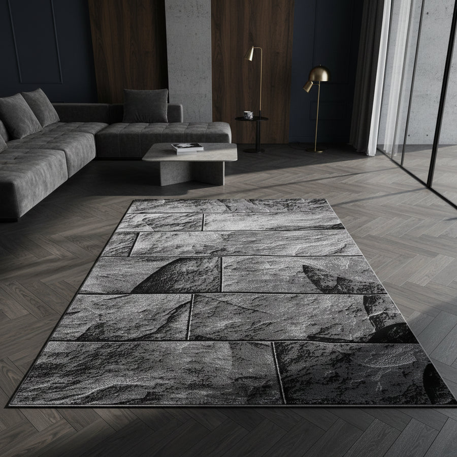 Teppich Handwäsche Kurzflor Steine Polypropylen Wohnzimmer_Läufer_