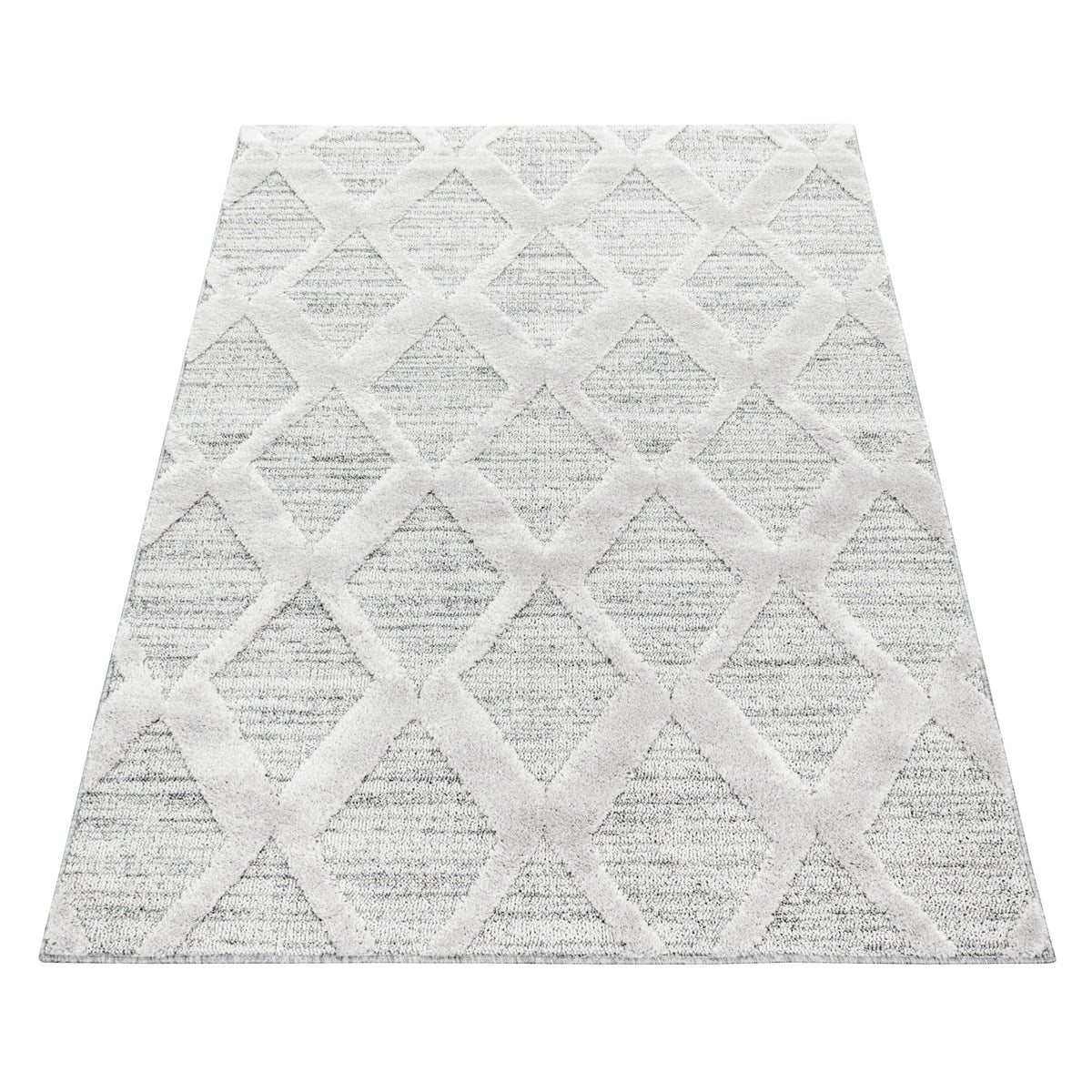3D Hochflor-Teppich Boho-Rauten – Waschbar | Locker Gewebter Hoch-Tief-Effekt | 2,00 cm Florhöhe für Wohnkomfort – Ansicht 9
