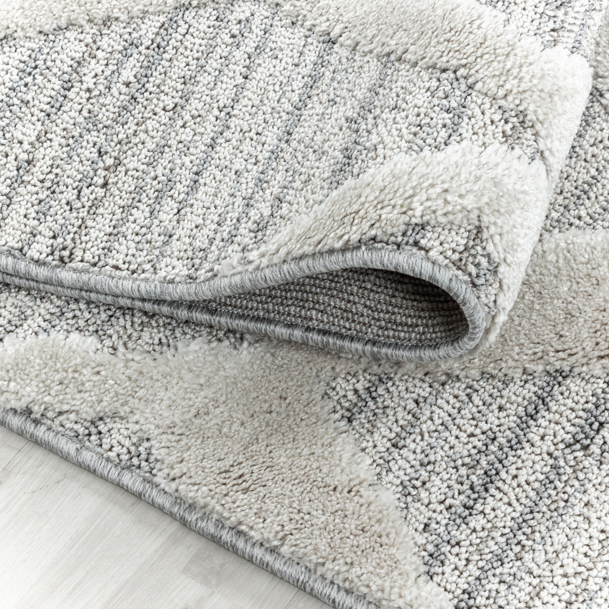 3D Hochflor-Teppich Boho-Rauten – Waschbar | Locker Gewebter Hoch-Tief-Effekt | 2,00 cm Florhöhe für Wohnkomfort – Ansicht 5