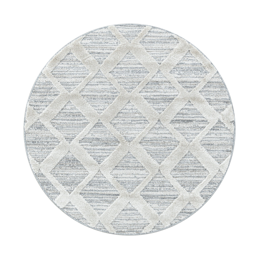 Teppich Hochflor Hoch-Tief Boho-Muster Polypropylen Wohnzimmer_Rund_