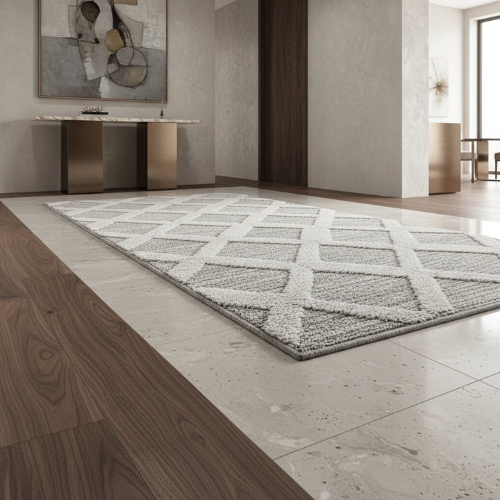 Teppich Hochflor Hoch-Tief Boho-Muster Polypropylen Wohnzimmer_Läufer_