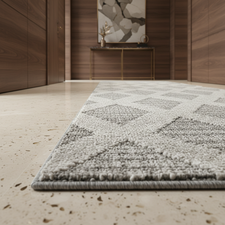 Teppich Hochflor Hoch-Tief Boho-Muster Polypropylen Wohnzimmer_Läufer_