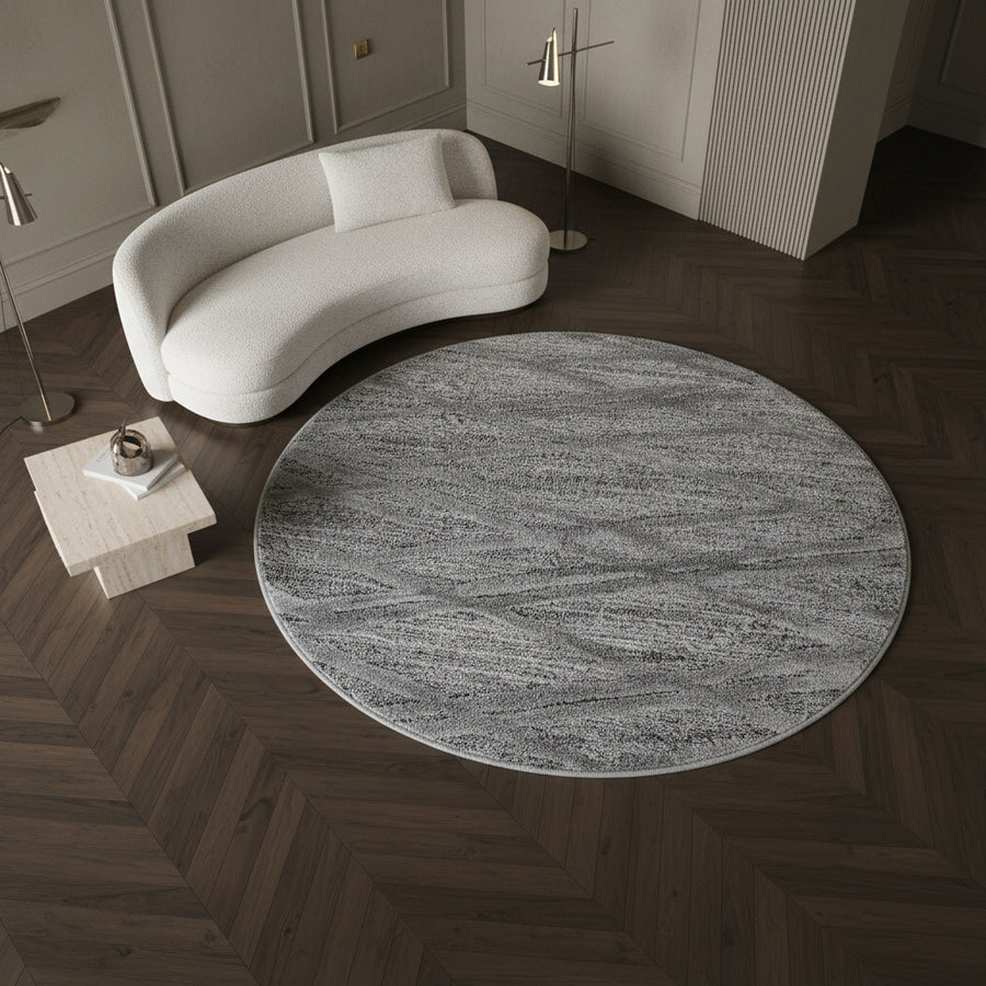 Teppich Hochflor Hoch-Tief Boho-Muster Polypropylen Wohnzimmer_Rund_